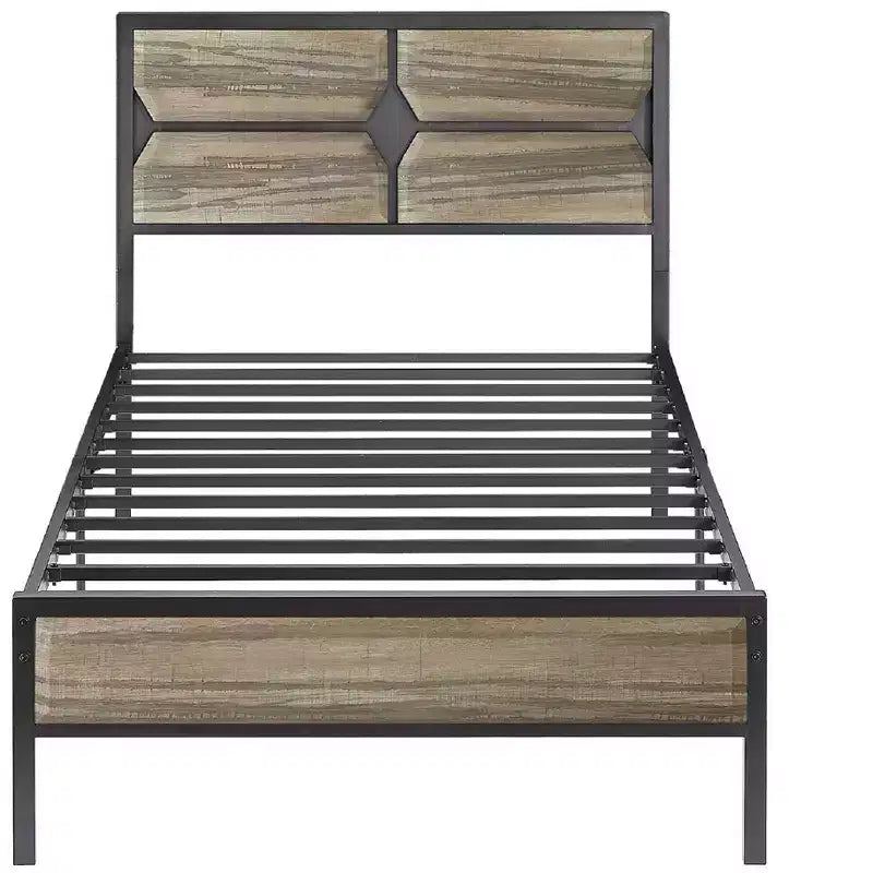 Cadre de lit VECELO avec tête de lit en bois, lit plateforme robuste