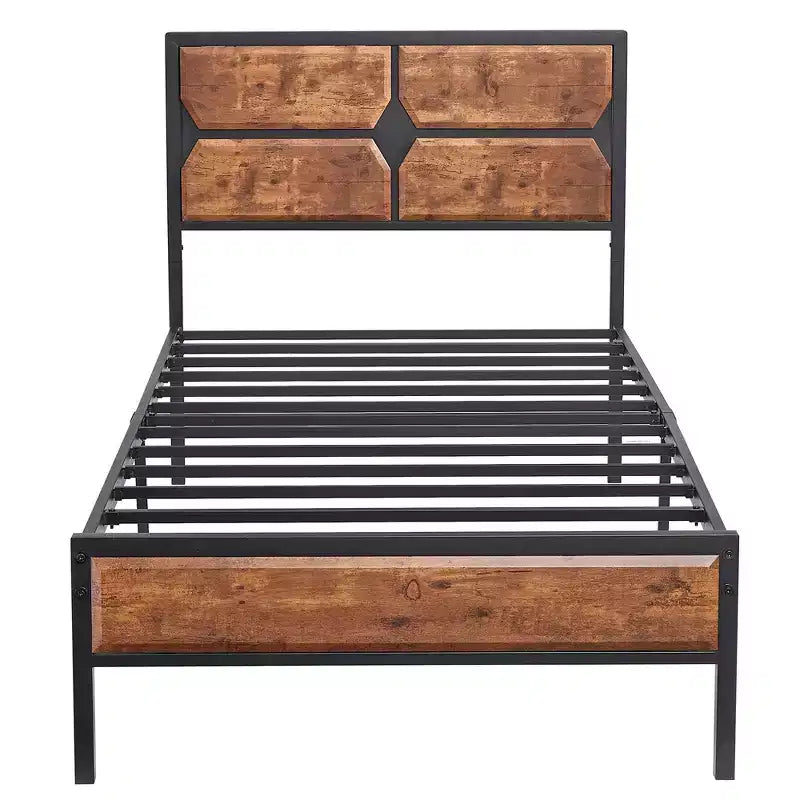 Cadre de lit VECELO avec tête de lit en bois, lit plateforme robuste