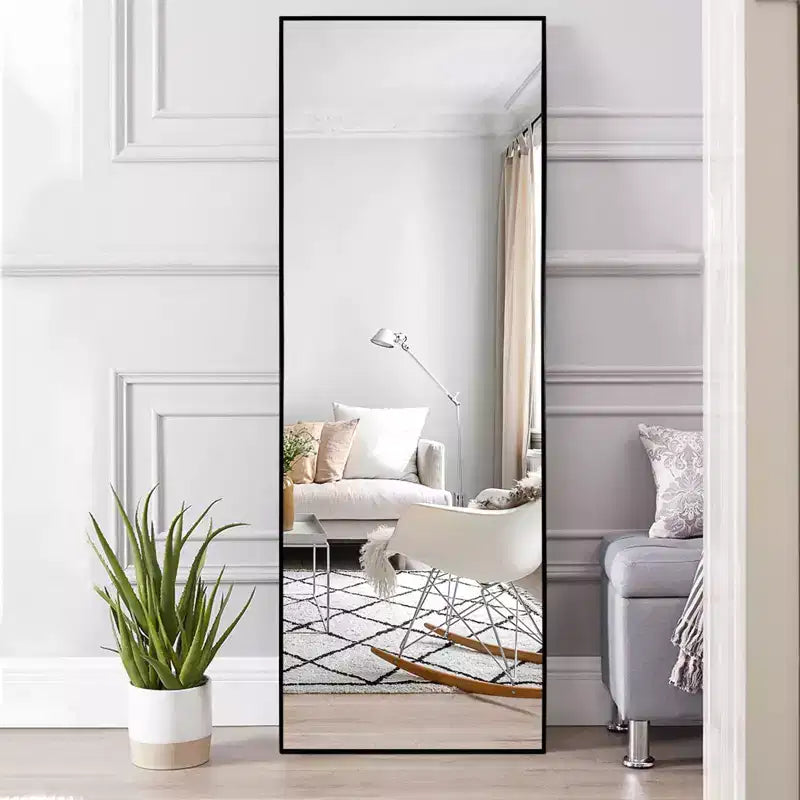 Dovelina Miroir mural rectangulaire en métal pleine longueur Grand miroir mural