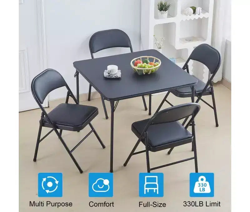 SUGIFT Lot de 4 chaises pliantes, noires
