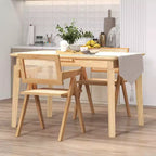 Costway Lot de 2/4 Chaises d'appoint en rotin, Fauteuil de Salle à manger du Milieu du siècle, Cadre en bambou, Cuisine Naturel