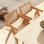 Costway Lot de 2/4 Chaises d'appoint en rotin, Fauteuil de Salle à manger du Milieu du siècle, Cadre en bambou, Cuisine Naturel