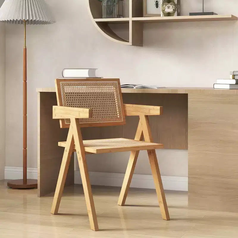 Costway Lot de 2/4 Chaises d'appoint en rotin, Fauteuil de Salle à manger du Milieu du siècle, Cadre en bambou, Cuisine Naturel