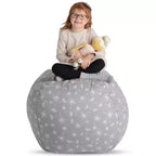 Creative QT Stuff n Sit XL 38 Bean Bag Storage Cover for Stuffed Toys, Great as Bedroom Organizer or Chair, Gray Dandelion