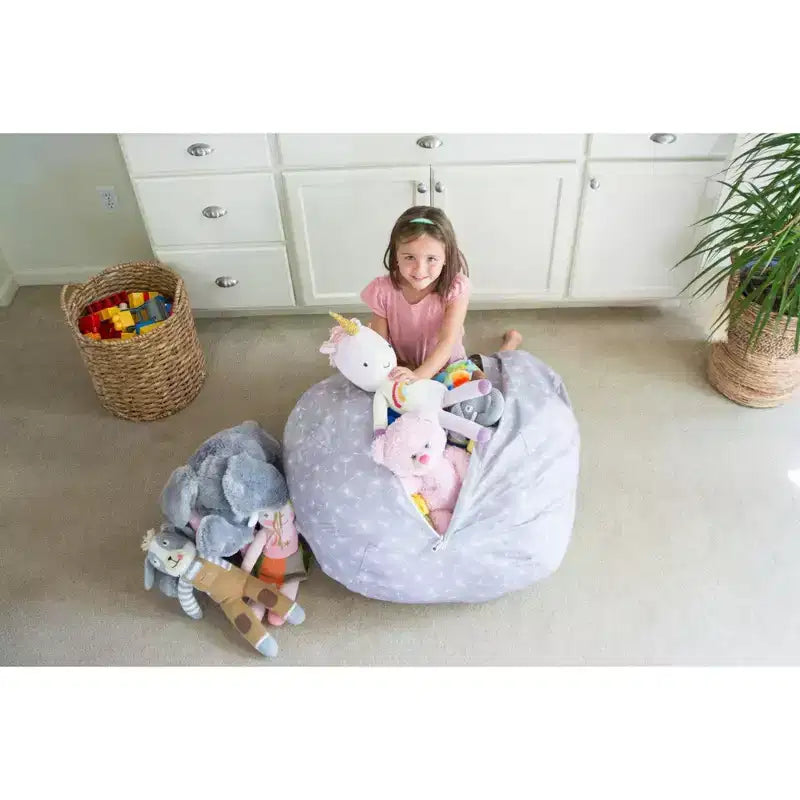 Creative QT Stuff n Sit XL 38 Housse de rangement pour animaux en peluche, idéale comme organiseur de chambre ou chaise, Pissenlit gris