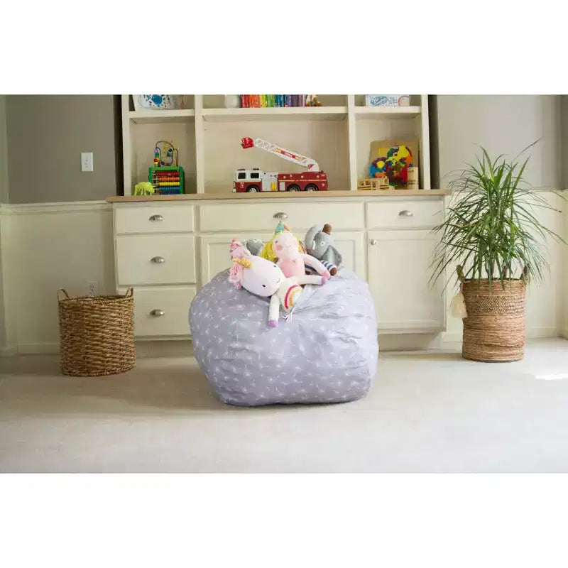Creative QT Stuff n Sit XL 38 Housse de rangement pour animaux en peluche, idéale comme organiseur de chambre ou chaise, Pissenlit gris