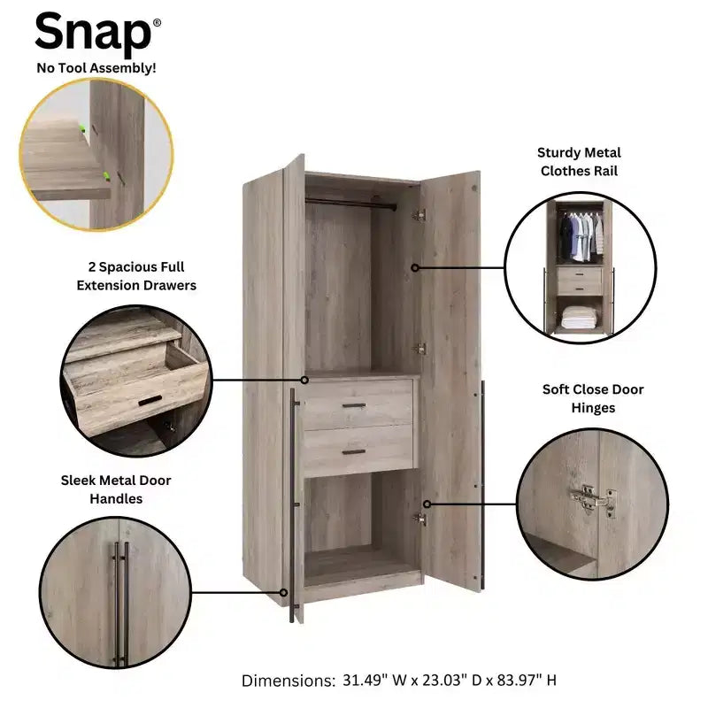 Manhattan Comfort Lot de 2 Armoires Penderies Lee à 2 Portes