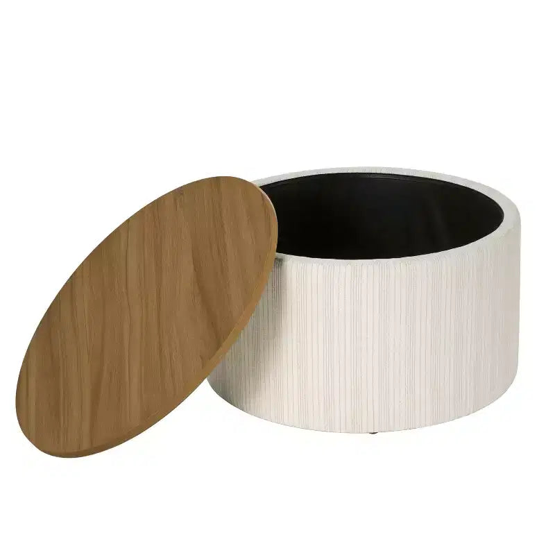 Pouf de rangement à plateau en bois - HomePop
