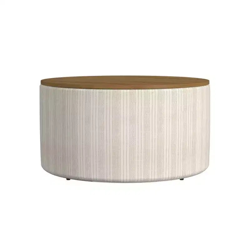 Pouf de rangement à plateau en bois - HomePop