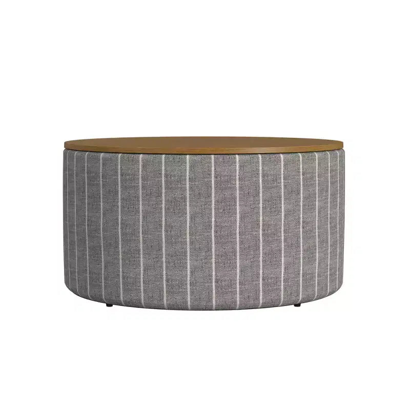 Pouf de rangement à plateau en bois - HomePop