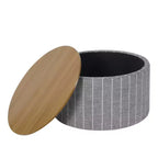 Pouf de rangement à plateau en bois - HomePop