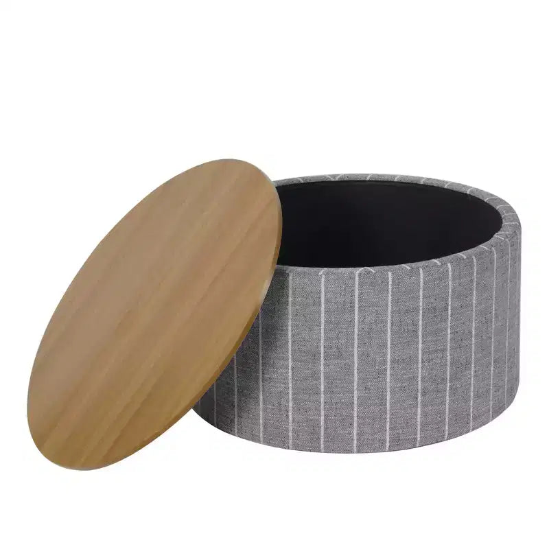 Pouf de rangement à plateau en bois - HomePop