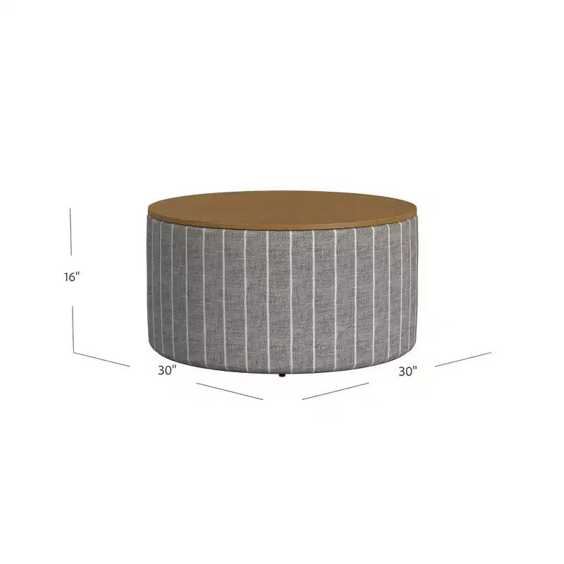 Pouf de rangement à plateau en bois - HomePop