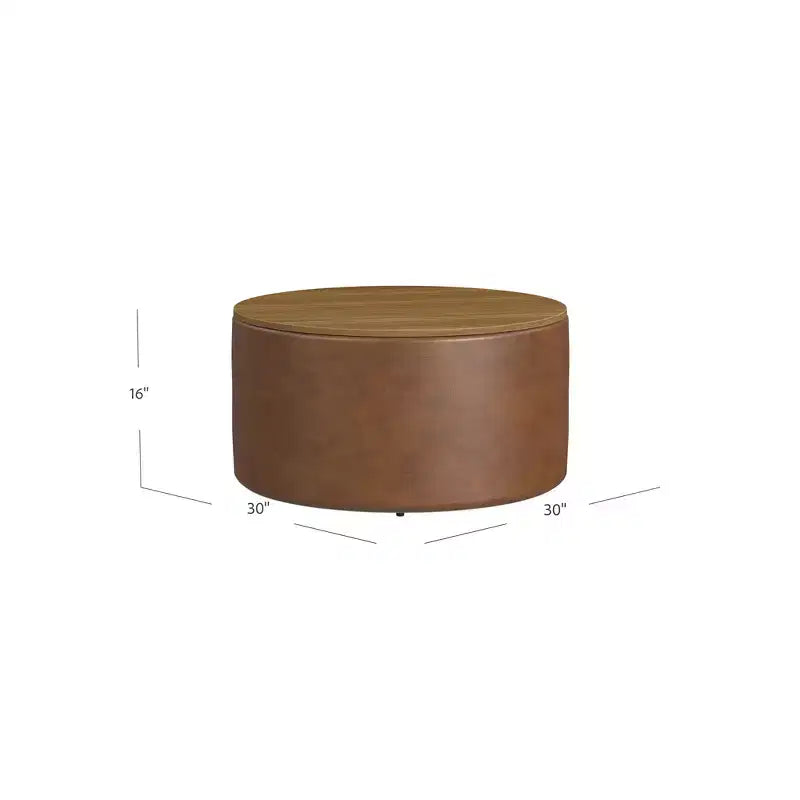 Pouf de rangement à plateau en bois - HomePop