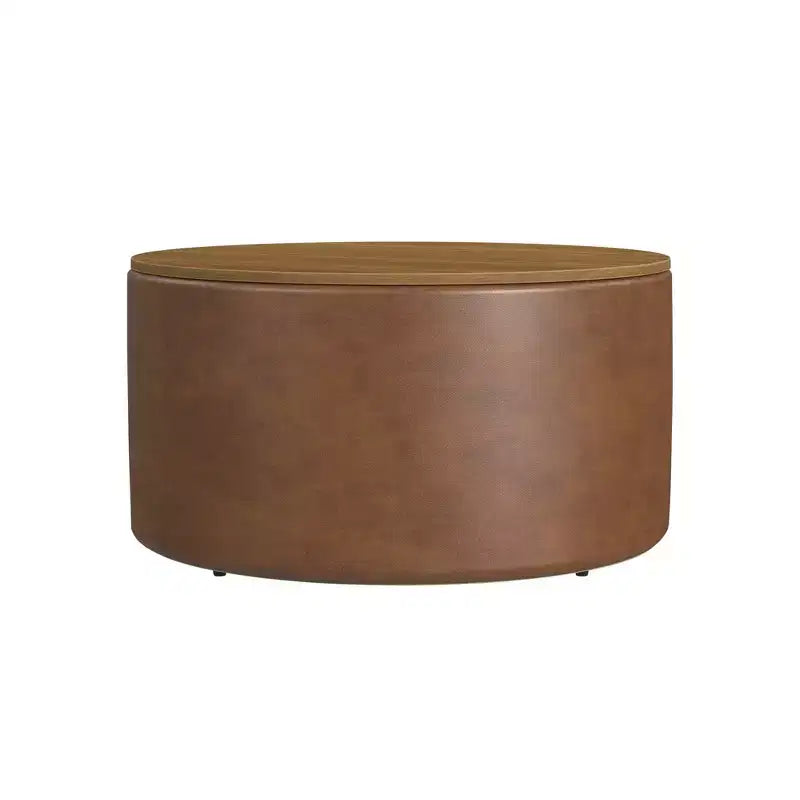 Pouf de rangement à plateau en bois - HomePop
