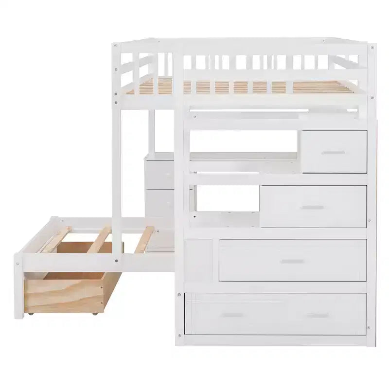 Lit superposé double sur simple avec bureau/armoire et 4 tiroirs - ModernLuxe