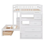 Lit superposé double sur simple avec bureau/armoire et 4 tiroirs - ModernLuxe