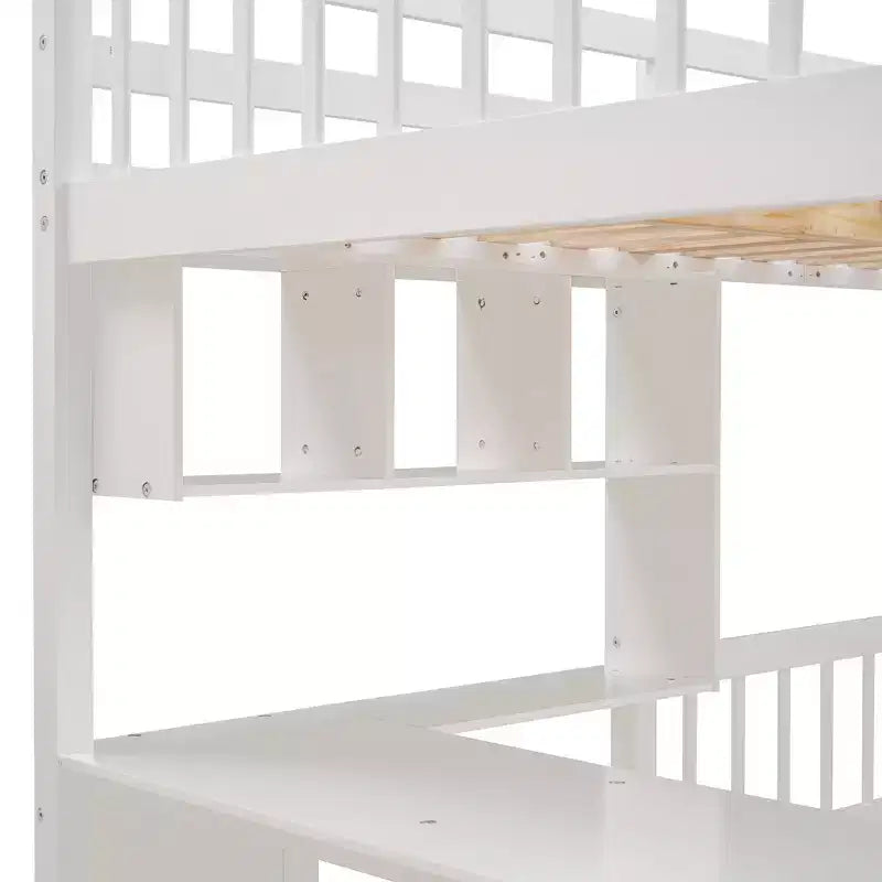 Lit superposé double sur simple avec bureau/armoire et 4 tiroirs - ModernLuxe
