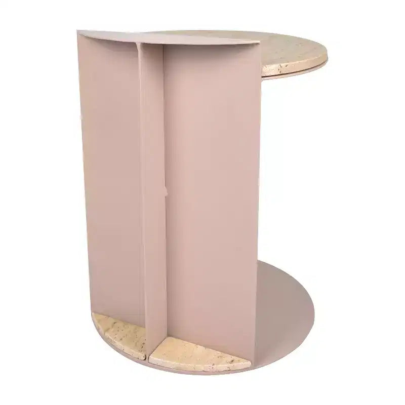 JONATHAN Y Evelyn 20 Table d'appoint contemporaine en marbre naturel et métal, faite à la main, en forme de C