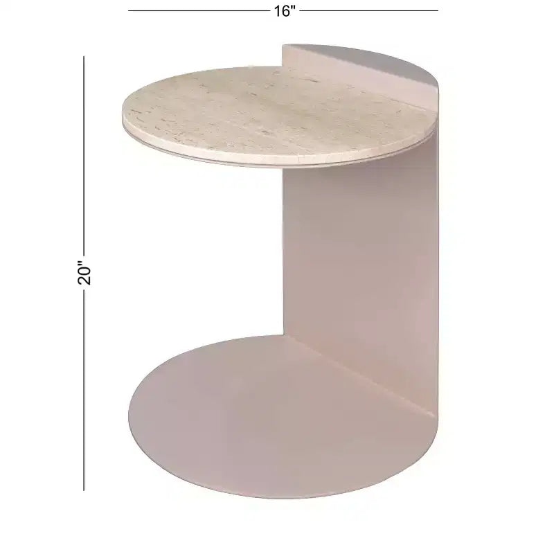 JONATHAN Y Evelyn 20 Table d'appoint contemporaine en marbre naturel et métal, faite à la main, en forme de C