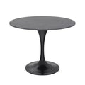 LeisureMod Verve 36 Round Dining Table - Sintered Stone Top with Modern Black Pedestal Base Accent Table for Contemporary Dining and Kitchen Room