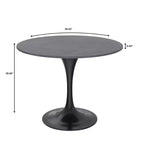 LeisureMod Verve Table à Manger Ronde de 36 po – Dessus en Pierre Frittée avec Base Piédestal Noire Moderne Table d'Appoint pour Salle à Manger et Cuisine Contemporaines