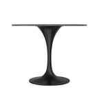 LeisureMod Verve Table à Manger Ronde de 36 po – Dessus en Pierre Frittée avec Base Piédestal Noire Moderne Table d'Appoint pour Salle à Manger et Cuisine Contemporaines