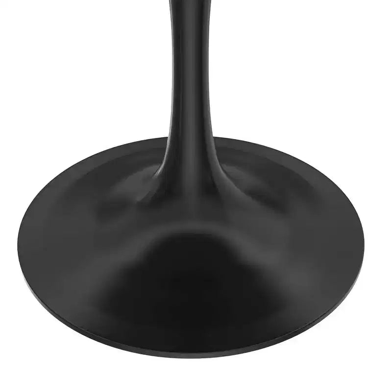 LeisureMod Verve Table à Manger Ronde de 36 po – Dessus en Pierre Frittée avec Base Piédestal Noire Moderne Table d'Appoint pour Salle à Manger et Cuisine Contemporaines