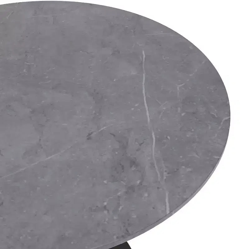 LeisureMod Verve Table à Manger Ronde de 36 po – Dessus en Pierre Frittée avec Base Piédestal Noire Moderne Table d'Appoint pour Salle à Manger et Cuisine Contemporaines
