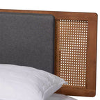 Lit plate-forme en tissu et bois Eliseo de Baxton Studio Gris foncé/Noyer