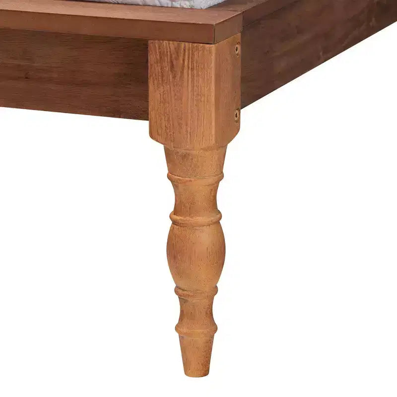 Lit plate-forme en tissu et bois Eliseo de Baxton Studio Gris foncé/Noyer