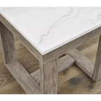 Table d'appoint décontractée Loyaska de Signature Design by Ashley avec plateau en marbre blanc, marbre marron clair et blanc
