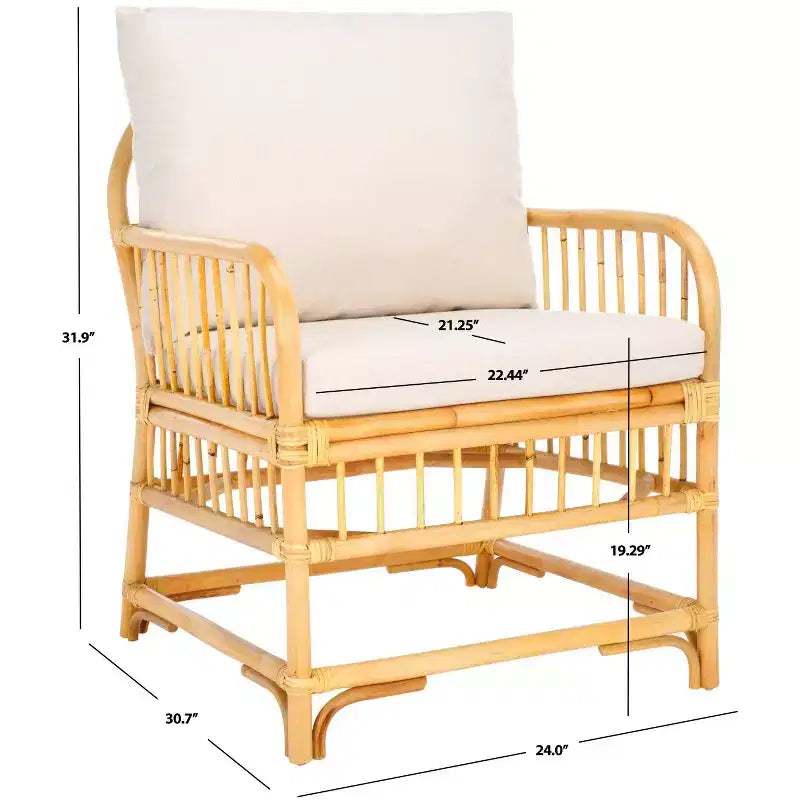 Fauteuil d'appoint Reiley avec coussin - ACH6524 - Blanc/Naturel - Safavieh