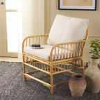 Fauteuil d'appoint Reiley avec coussin - ACH6524 - Blanc/Naturel - Safavieh