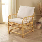 Fauteuil d'appoint Reiley avec coussin - ACH6524 - Blanc/Naturel - Safavieh