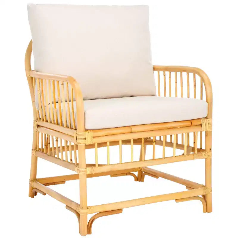 Fauteuil d'appoint Reiley avec coussin - ACH6524 - Blanc/Naturel - Safavieh