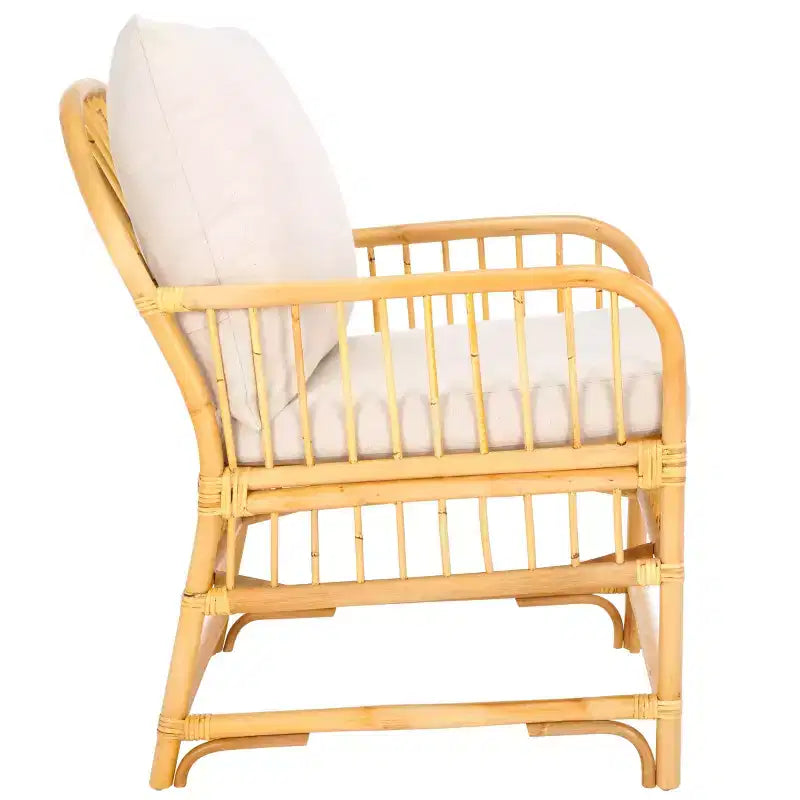 Fauteuil d'appoint Reiley avec coussin - ACH6524 - Blanc/Naturel - Safavieh