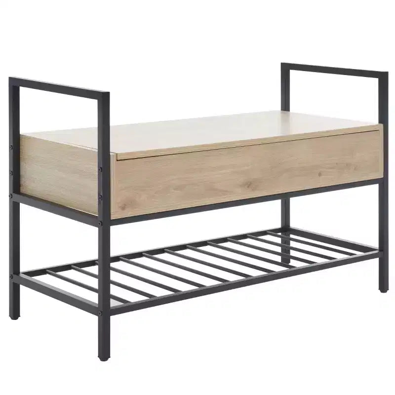 Banc de rangement Rhonwen - BCH9300 - Sable/Noir - Safavieh