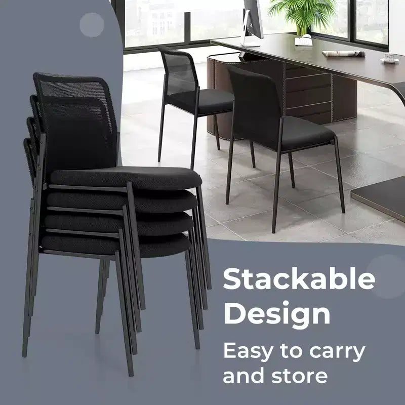 Chaise de bureau Costway pour invités - Lot de 2/4/6/8/10/12 - Dossier en maille respirante - Assise rembourrée - Pour salle d'attente