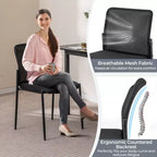 Chaise de bureau Costway pour invités - Lot de 2/4/6/8/10/12 - Dossier en maille respirante - Assise rembourrée - Pour salle d'attente