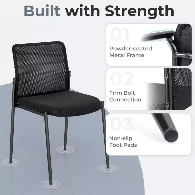 Chaise de bureau Costway pour invités - Lot de 2/4/6/8/10/12 - Dossier en maille respirante - Assise rembourrée - Pour salle d'attente