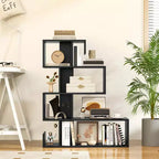 Costway Lot de 1 ou 2 bibliothèques 5 niveaux en forme de S avec casiers ouverts, kits anti-basculement, autoportante
