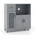 Costway Îlot de Cuisine Roulant avec Roues Chariot de Cuisine avec Tiroir et Armoire à Porte en Verre
