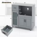 Costway Îlot de Cuisine Roulant avec Roues Chariot de Cuisine avec Tiroir et Armoire à Porte en Verre