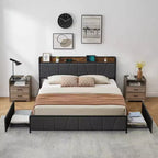 Twin/Full/Queen/King Size Bed Frame with 2 Storage Drawers and Charging Station