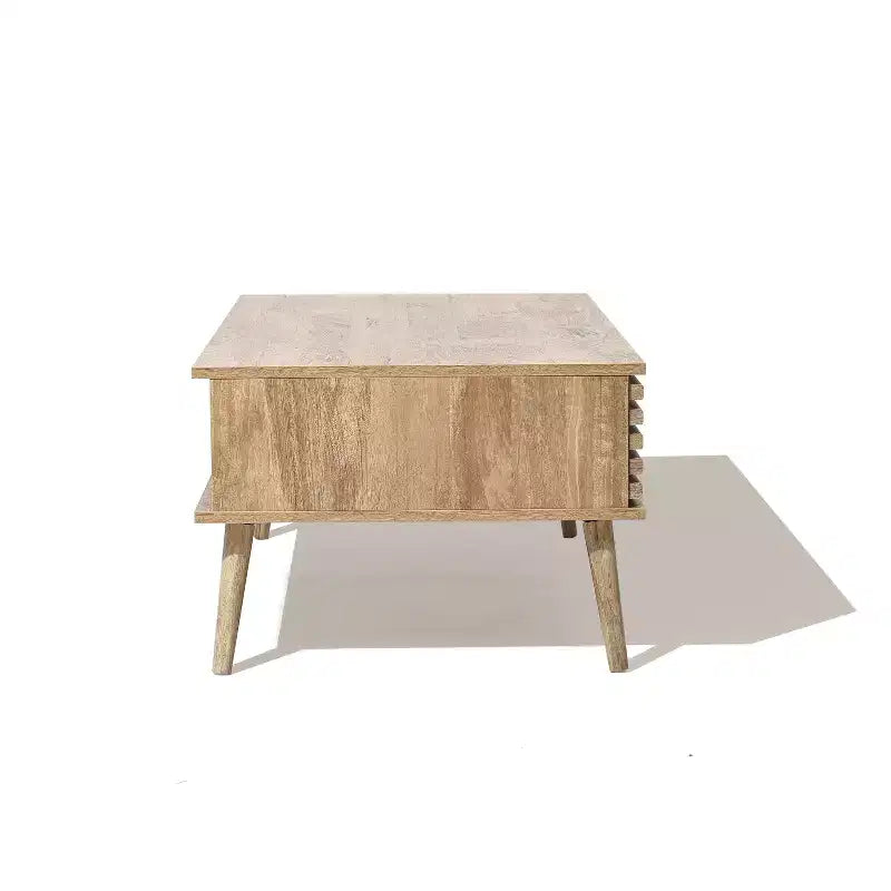LuxenHome Table Basse Rectangulaire Moderne du Milieu du Siècle avec Rangement et Pieds en Bois Massif Marron