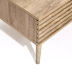 LuxenHome Table Basse Rectangulaire Moderne du Milieu du Siècle avec Rangement et Pieds en Bois Massif Marron