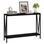 Console, Table d'entrée à 2 niveaux avec rangement, Noir/Marron/Gris