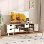 Meuble TV Costway pour téléviseurs jusqu'à 55 pouces avec rangement 4 tiroirs et 2 étagères ouvertes pour chambre à coucher