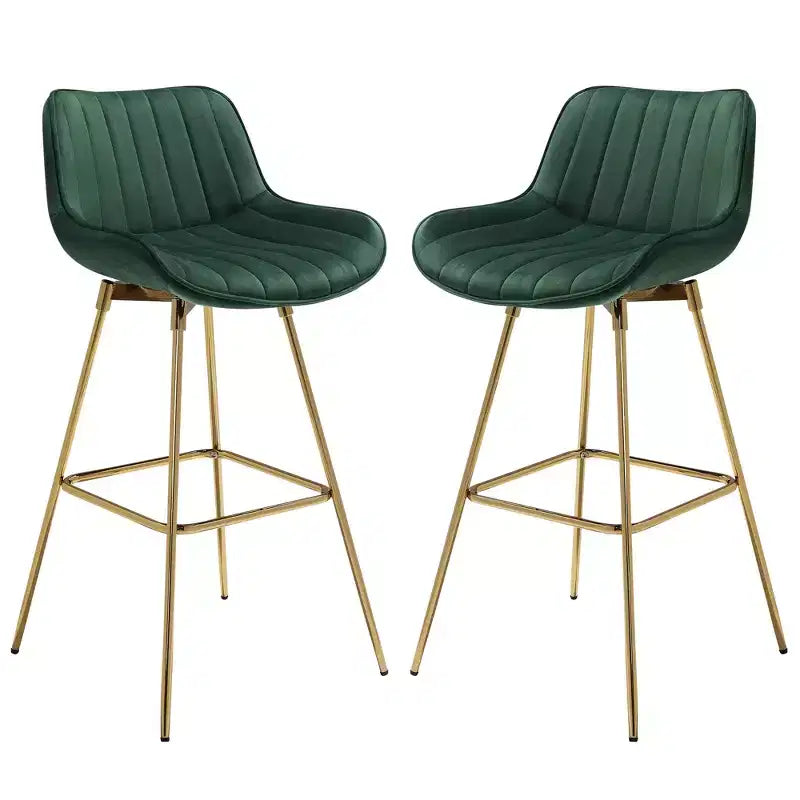 HOMLUX Lot de 2 tabourets de bar en velours, chaises de salle à manger modernes pivotantes avec dossier incurvé
